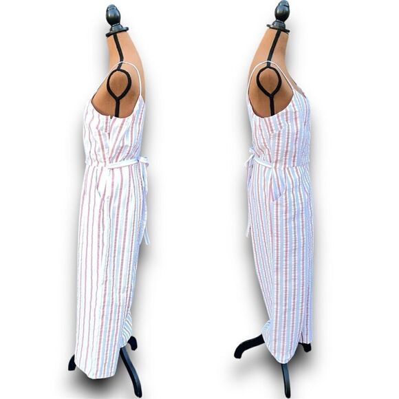BP. Wide Leg Cropped Palazzo Pant Jumpsuit Striped Side Zip Tie Waist Women’s L - Picture 7 of 13